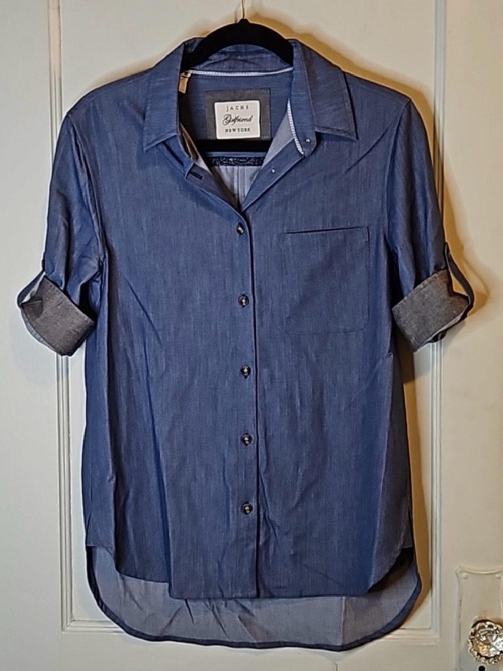 Jachs Girlfriend 3/4 Sleeve Button Down Shirt - Denim